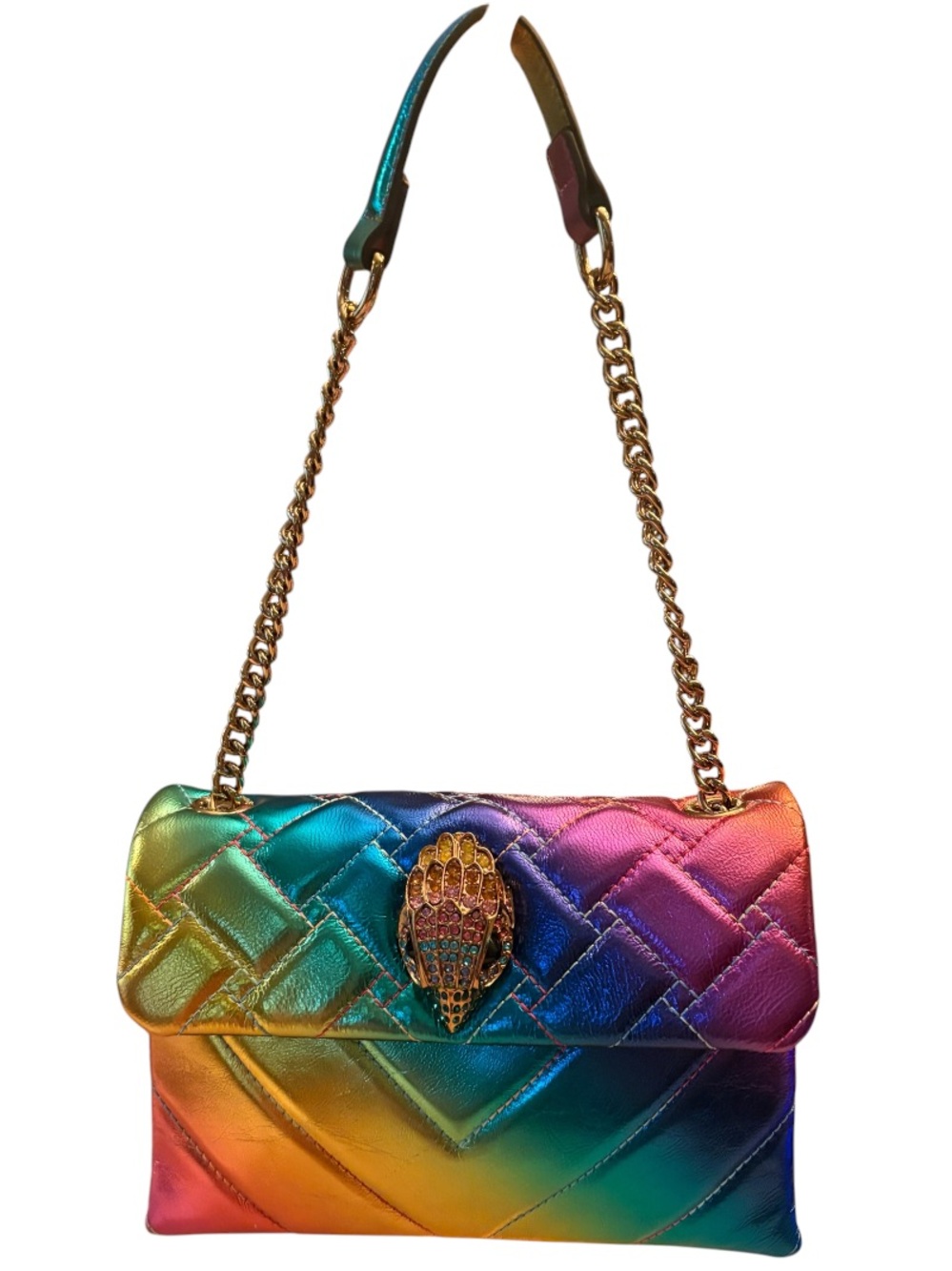 Kurt Geiger London Medium Kensington Bag featuring Rainbow Ombre Quilted Leather
